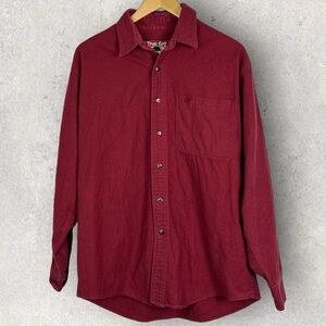 Vintage‎ True Grit Red Long Sleeve Button Up Shirt Mens Size Medium USA Made Top